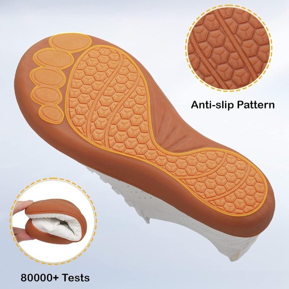 Women's White Barefoot Wide Toe Minimalist Breathable Zero Drop Fashion Sneakers - Picture 3 of 7